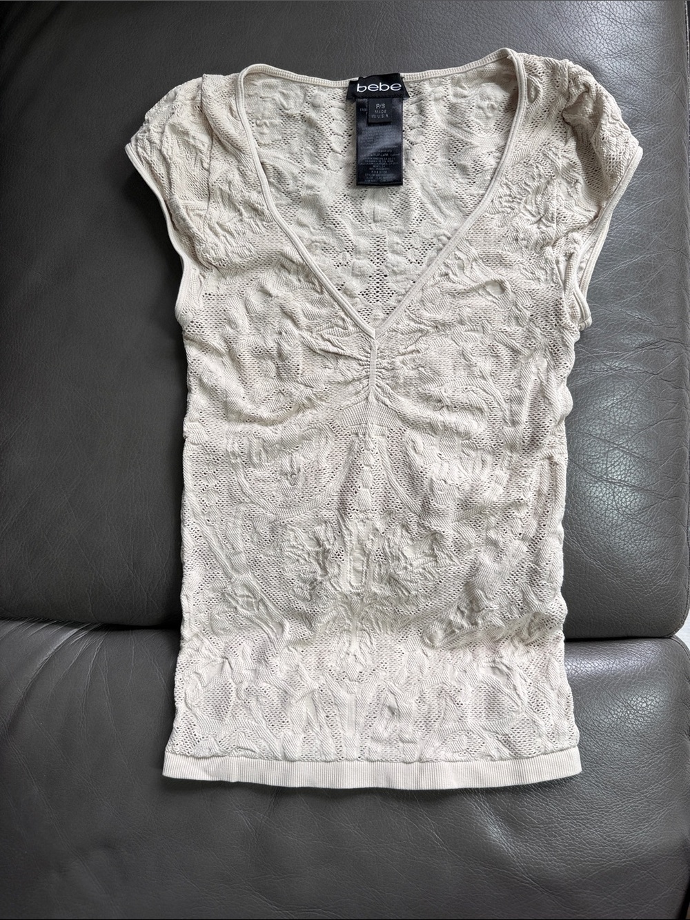 bebe Soft/beige Lace-Texture V-Neck Camisole